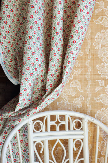 Breakfast in Bed Fabric Autumn Red Blue