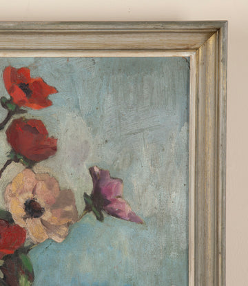 20th Century French Still Life Oil on Board Painting of Flowers in a Jug Signed E. Charpentier