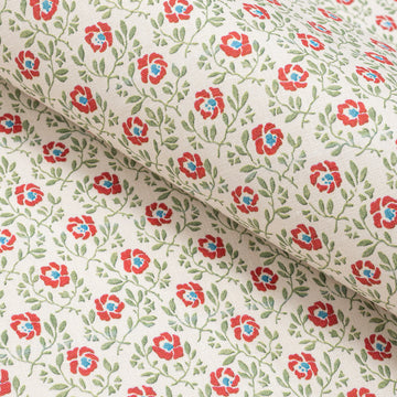 Breakfast in Bed Fabric Autumn Red Blue