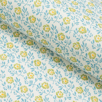 Breakfast in Bed Fabric Green Gold