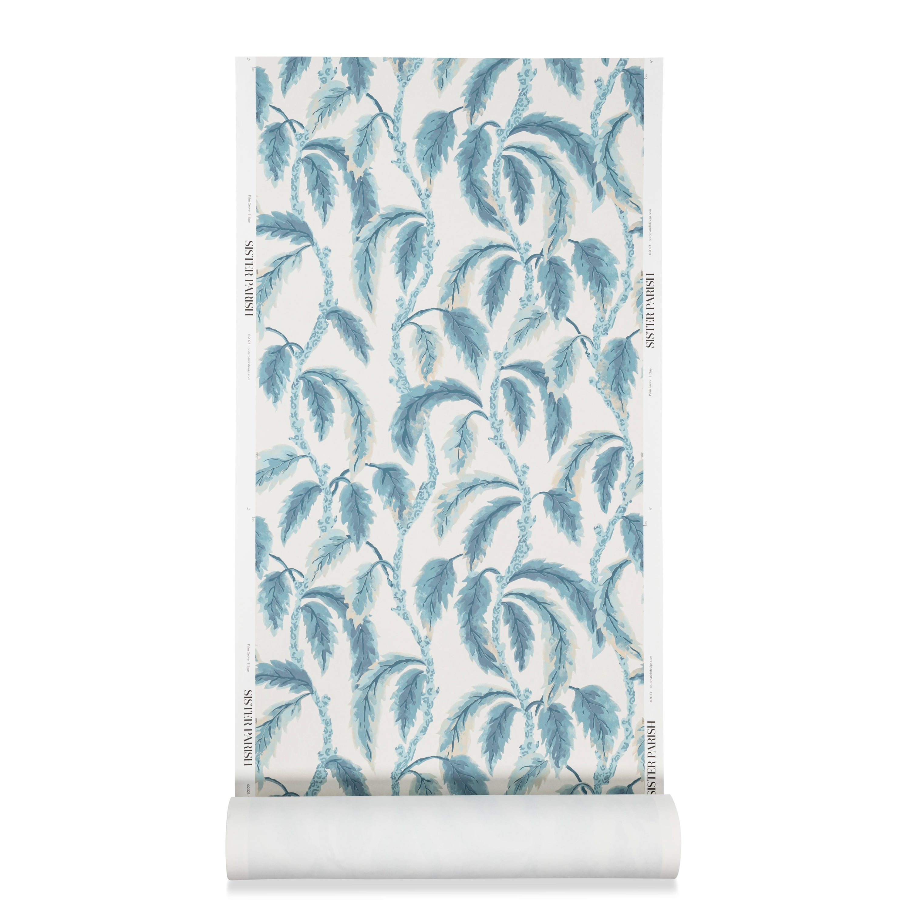 Palm Grove Wallpaper Blue Blue