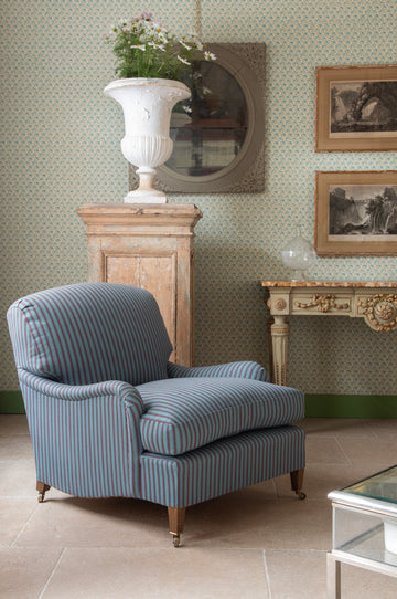 Seville Stripe Indoor Performance Fabric Blue Fig