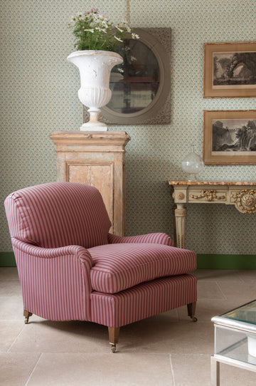 Seville Stripe Indoor Performance Fabric Pink Rasberry