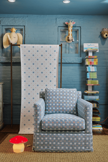 Lucky Indoor Performance Fabric Blue Orange