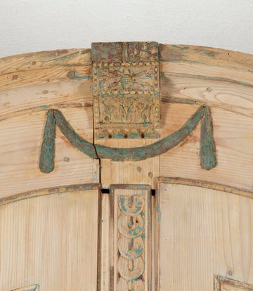 Early 19th Century Alsaitan Painted Pine Bow-Fronted Armoire