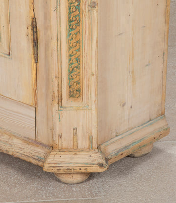 Early 19th Century Alsaitan Painted Pine Bow-Fronted Armoire