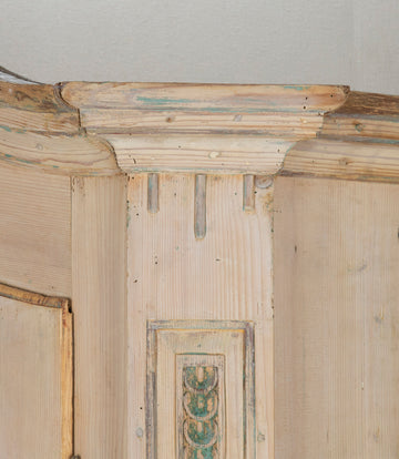 Early 19th Century Alsaitan Painted Pine Bow-Fronted Armoire