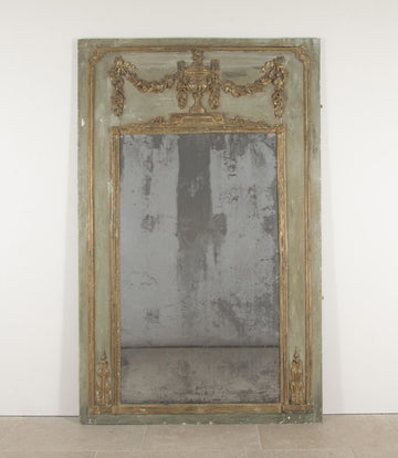 Large Louis XVI Painted and Gilt Trumeau Mirror