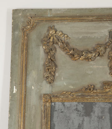 Large Louis XVI Painted and Gilt Trumeau Mirror