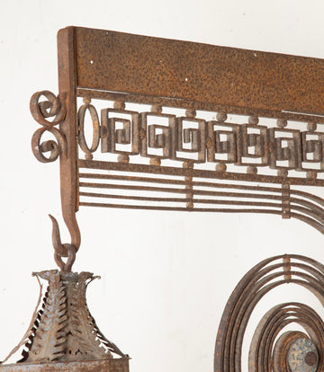 Late 19th Century French Tole Hanging Lantern with Wrought Iron Bracket