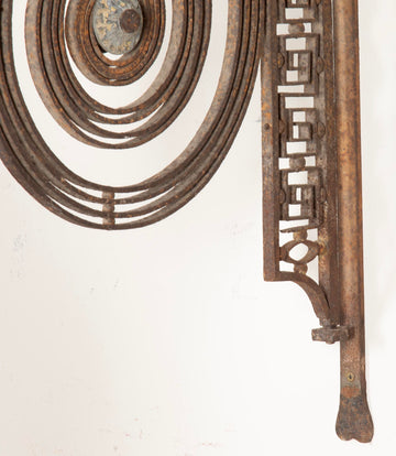 Late 19th Century French Tole Hanging Lantern with Wrought Iron Bracket