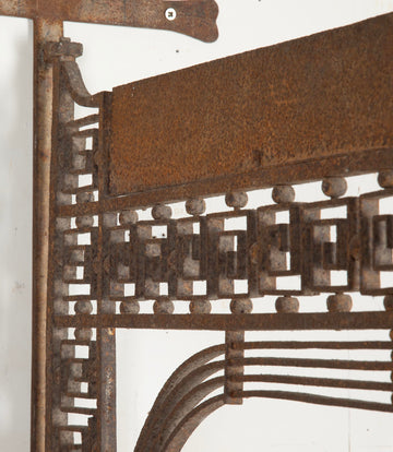 Late 19th Century French Tole Hanging Lantern with Wrought Iron Bracket