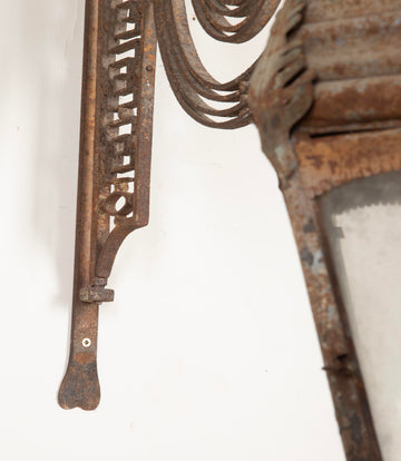 Late 19th Century French Tole Hanging Lantern with Wrought Iron Bracket