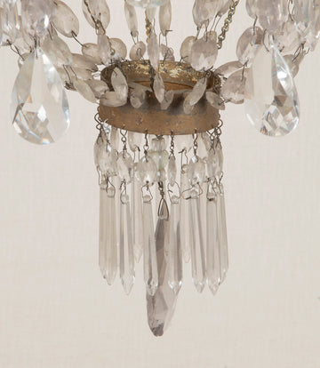Late 19th Century Italian Tole, Glass and Rock Crystal Chandelier
