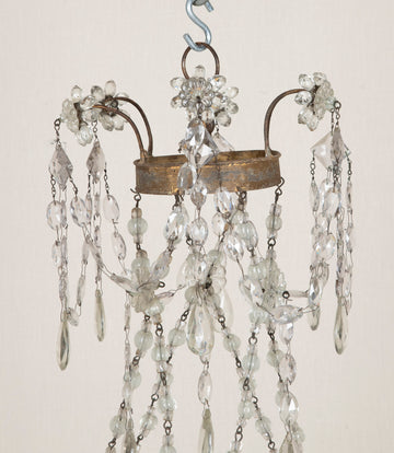 Late 19th Century Italian Tole, Glass and Rock Crystal Chandelier