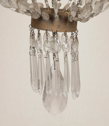 Late 19th Century Italian Tole, Glass and Rock Crystal Chandelier