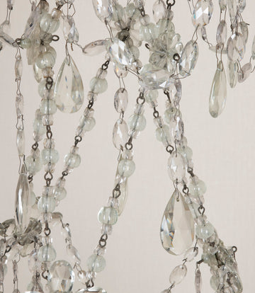 Late 19th Century Italian Tole, Glass and Rock Crystal Chandelier