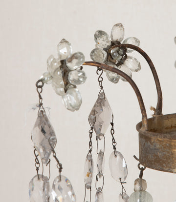 Late 19th Century Italian Tole, Glass and Rock Crystal Chandelier