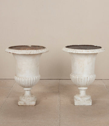 Pair of 19th Century French Cast Iron Campana Urns