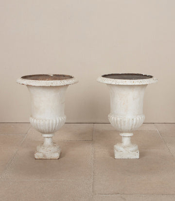 Pair of 19th Century French Cast Iron Campana Urns