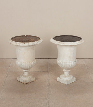 Pair of 19th Century French Cast Iron Campana Urns