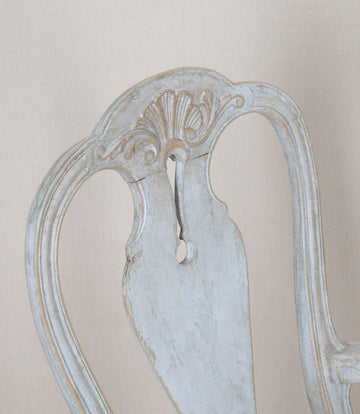 Pair of 19th Century Swedish Rococo Painted Open Armchairs