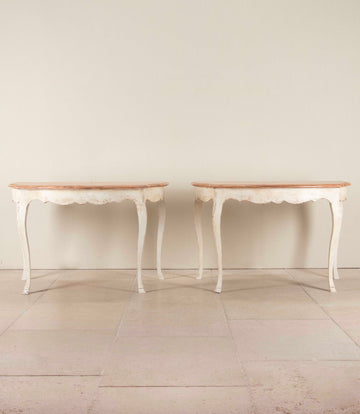Pair of 20th Century French Painted Console Tables in Louis XV Style