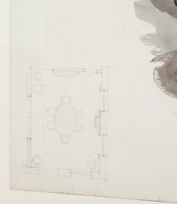 Set of Three Mid-Century French Interior Design Sketches