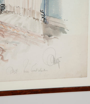 Set of Three Mid-Century French Interior Design Sketches