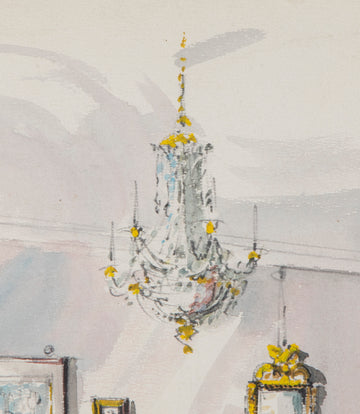 Set of Three Mid-Century French Interior Design Sketches