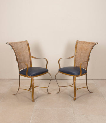 Set of Twelve 20th Century Lacquered Iron Dining Chairs