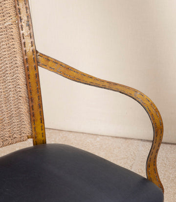 Set of Twelve 20th Century Lacquered Iron Dining Chairs