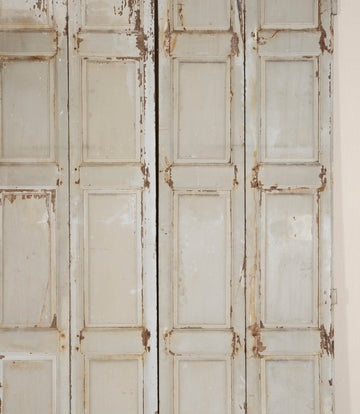 Two Pairs of 19th Century French Painted Panelled Folding Shutters