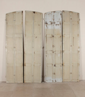 Two Pairs of 19th Century French Painted Panelled Folding Shutters