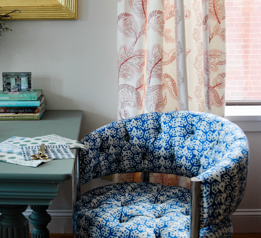 Cecil Stripe in China Blue Chair ( Six Available)