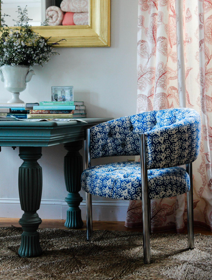 Cecil Stripe in China Blue Chair ( Six Available)